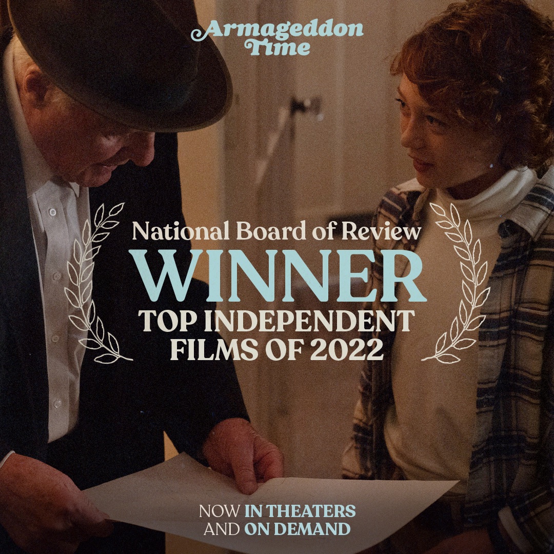 ArmageddonFilm's tweet photo. #ArmageddonTime makes @NBRfilm's list of Top 10 Independent Films of 2022. Congratulations to the team! https://t.co/gOCVoeJjV6