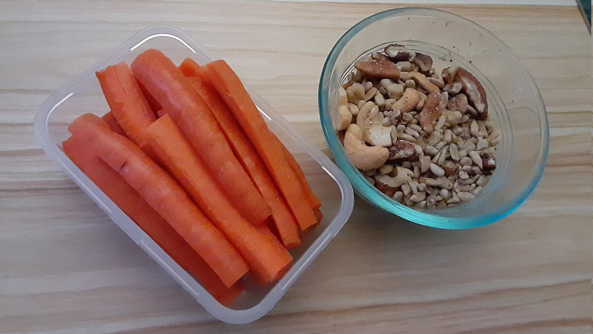 Afternoon Snack: nuts and seeds, carrot sticks