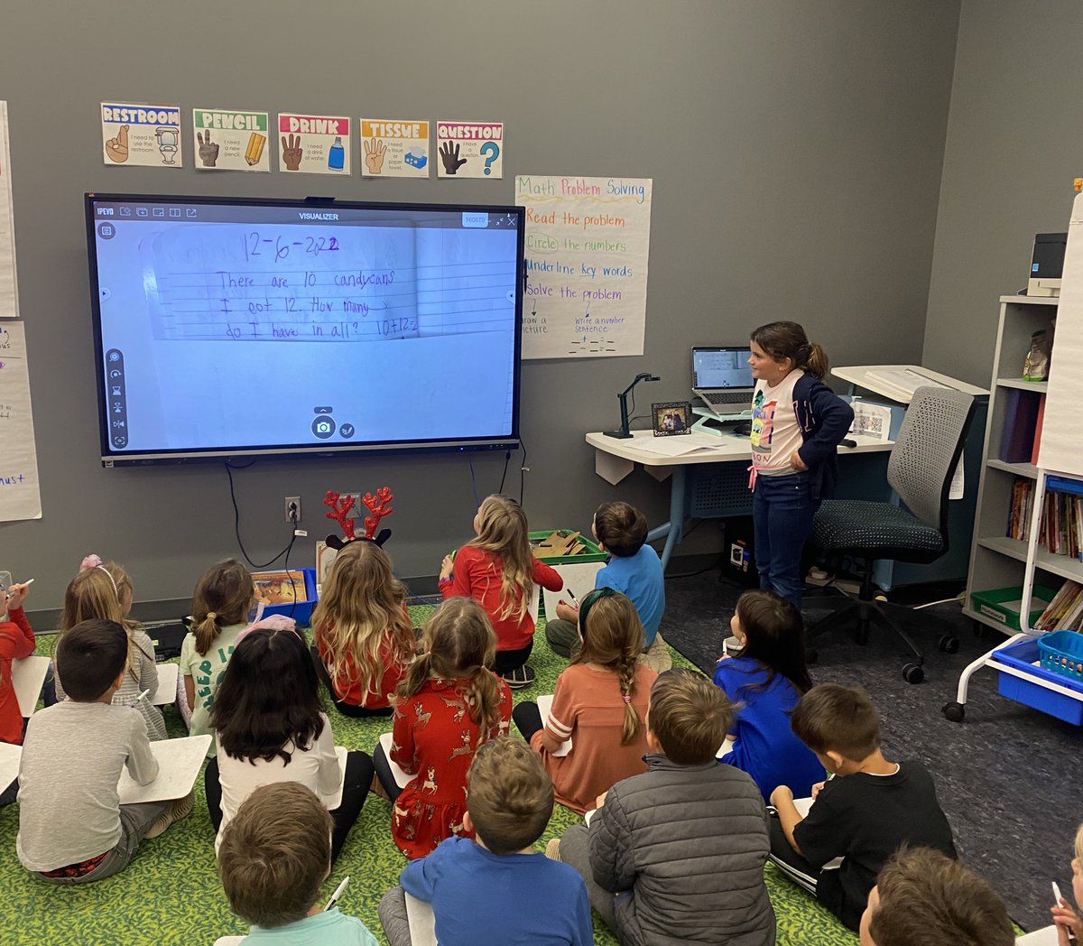 Jean Jones (@mrsjonesvb) on Twitter photo Super proud of my 1st grade mathematicians- students shared their own original word problems and we helped solve and give feedback <a href="/mmthomps/">Megan Thompson</a> <a href="/ElemMathCoach/">Stephanie Seretis Long</a> <a href="/TESSeagulls/">Thoroughgood Seagull</a> Super proud of my 1st grade mathematicians- students shared their own original word problems and we helped solve and give feedback <a href="/mmthomps/">Megan Thompson</a> <a href="/ElemMathCoach/">Stephanie Seretis Long</a> <a href="/TESSeagulls/">Thoroughgood Seagull</a>