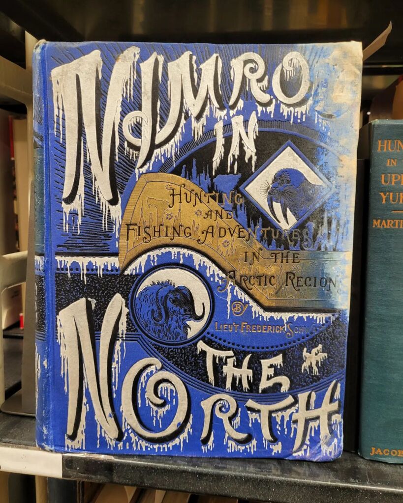 jordan_library's tweet photo. Published in 1885, Nimrod in the North, is stamped with generous amounts of silver. Written by Frederick Schwatka, an army officer and explorer, the book is an account of hunting and fishing in the north. #publishersbinding #publishersbindings #SpecialCo… https://t.co/3VndRQnEYm https://t.co/YXpDyGV8vd