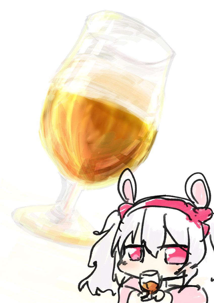 laffey (azur lane) 1girl solo drinking glass animal ears chibi cup rabbit ears  illustration images