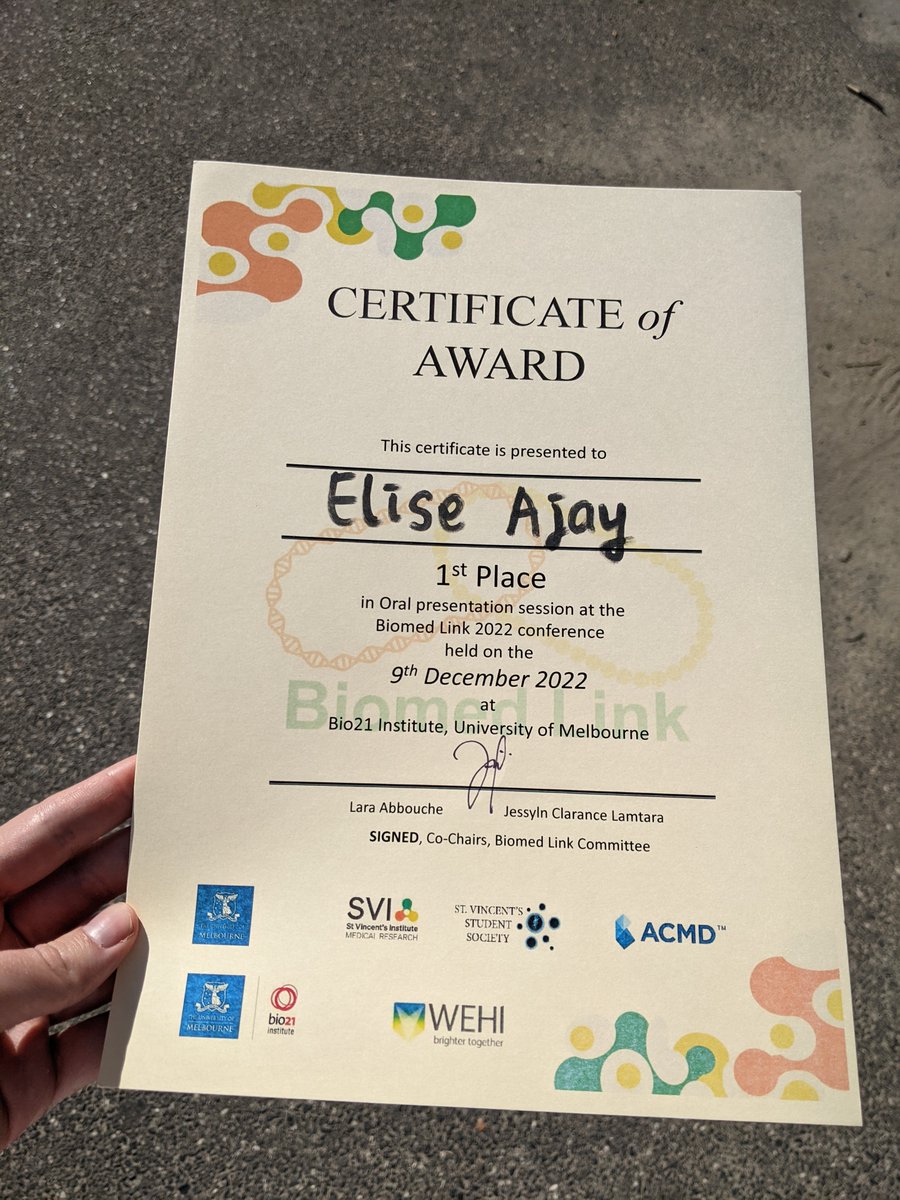 The week gets even better! Huge thank you to <a href="/BiomedLinkCon/">Biomed Link Student Conference</a> committee and attendees for the award. And to my team at <a href="/BionicsInst/">Bionics Institute</a> and <a href="/UnimelbBME/">UnimelbBME</a> for their support.