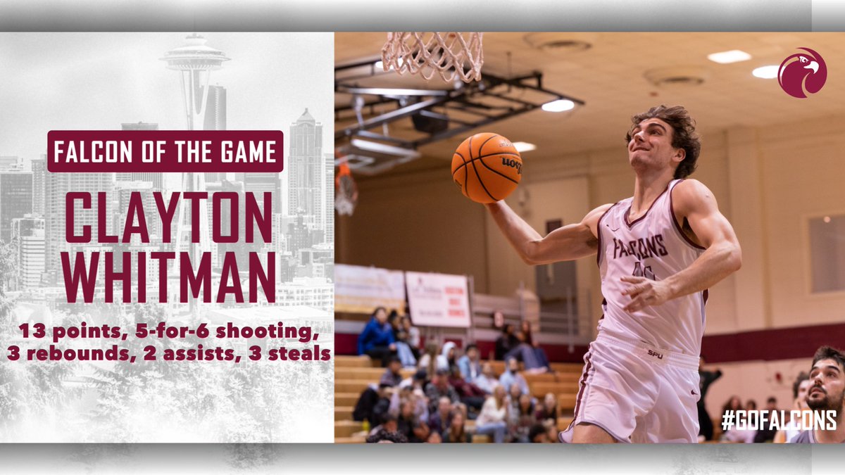 SPU_Basketball's tweet photo. An efficient and exciting night for Clayton Whitman earns hime the Falcon of the Game honor!

#GoFalcons https://t.co/QBqj7QgAPR