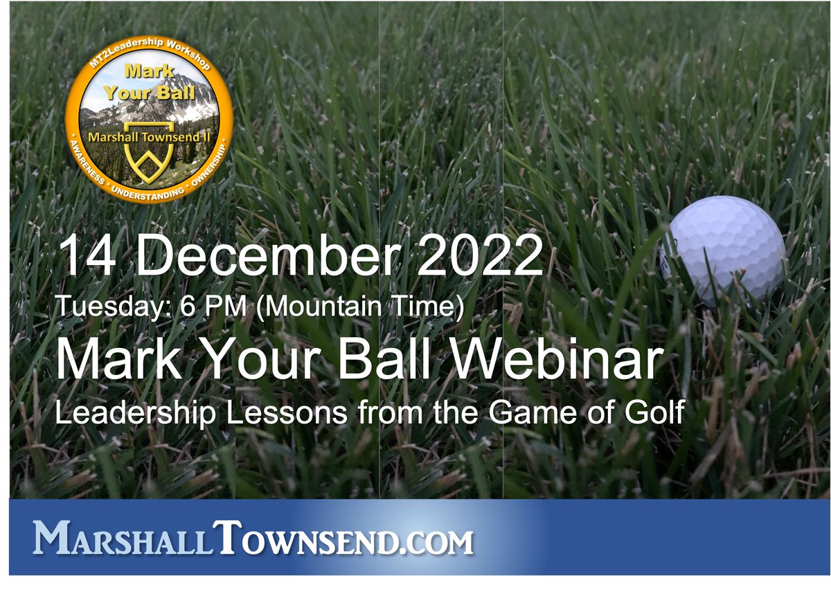 Join me on 14 December 2022 for my FREE 'Mark Your Ball' workshop and listen in on leadership lessons from the game of golf.
buff.ly/3HvCTto

#leadership #Golf #golflife #internationalnetworkofgolf #webinar