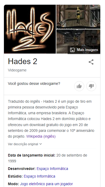 Últimos momentos desse jogo no topo da busca do Google