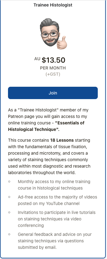 DamGerryHarkin's tweet photo. Those interested in developing their knowledge of histological techniques, can now access my online training course and obtain personalized feedback on their #microtomy and #staining skills via Patreon.

#histology #histotechnology #histopathology 

https://t.co/5LaX0QUXFT https://t.co/mpSplzDLsb