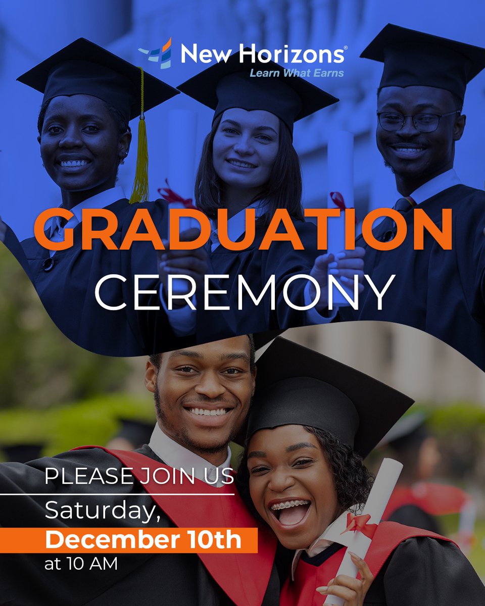 NewHorizonsSFL's tweet image. Attention NH Graduates!
Our virtual graduation is this Saturday, December 10th.
Please check your email and cellphone for the invitation.
We are very excited about celebrating your success!
#graduation #onlinegraduation #celebrate #techgraduates