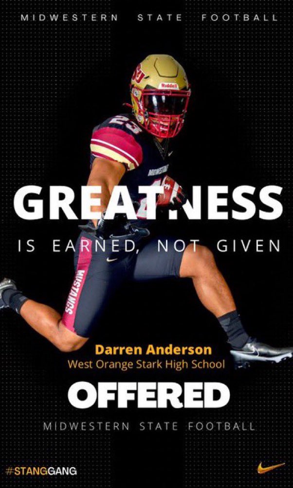 I am very blessed to receive my 3rd offer from MidWestern State @Zrob_15 
@aday_mac11 <a href="/coachhick77/">Hiawatha Hickman M.Ed.</a> <a href="/depauldrick/">Coach_Garrett</a> <a href="/CoachThomas254/">Coach Thomas</a>