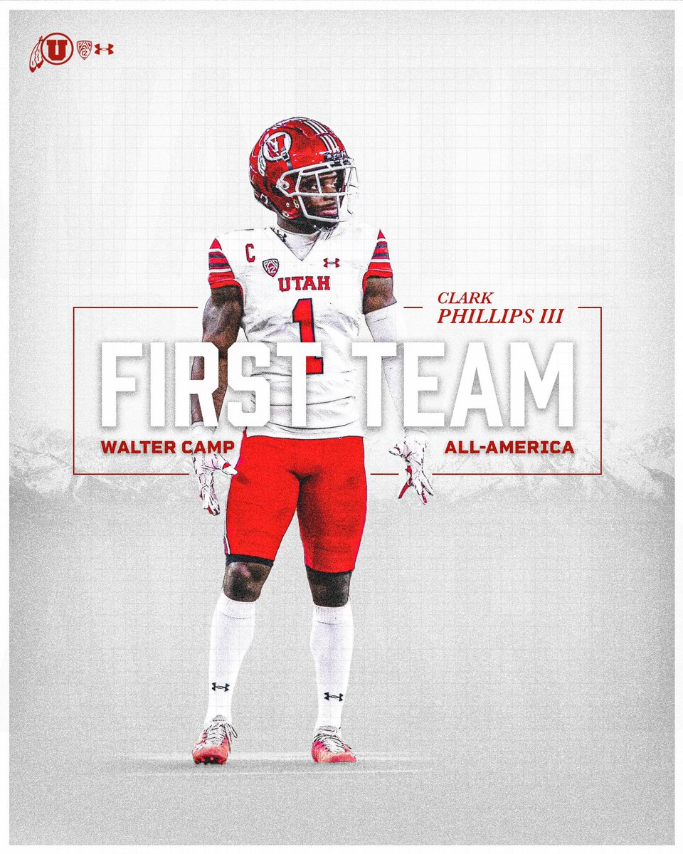 Utah_Football's tweet photo. .@ClarkPhillips21 has been named to the @WalterCampFF All-America 1st Team π― https://t.co/C2ICbNQ8EZ