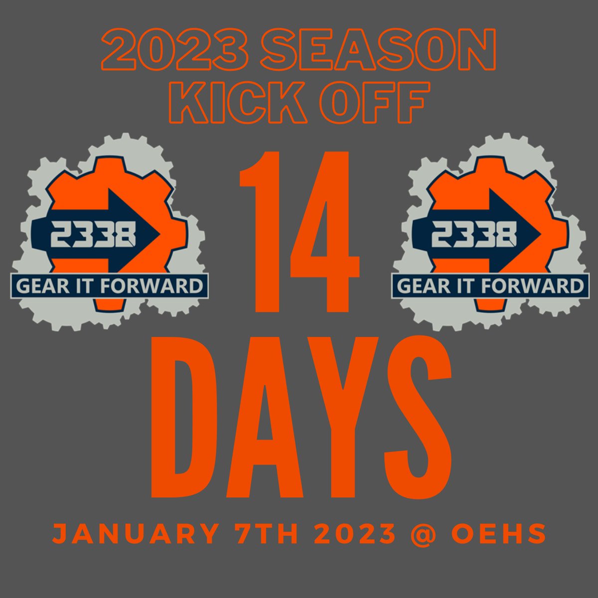 FIRST2338's tweet photo. Did you know that the word "fortnight" is shorthand for fourteen nights? #kickoff2023 #CHARGEDUP #robotsareback #impactaward #STEMeducation #CHUCK #FIRSTisForEveryone #omgbots https://t.co/Vy6dgyOGGP