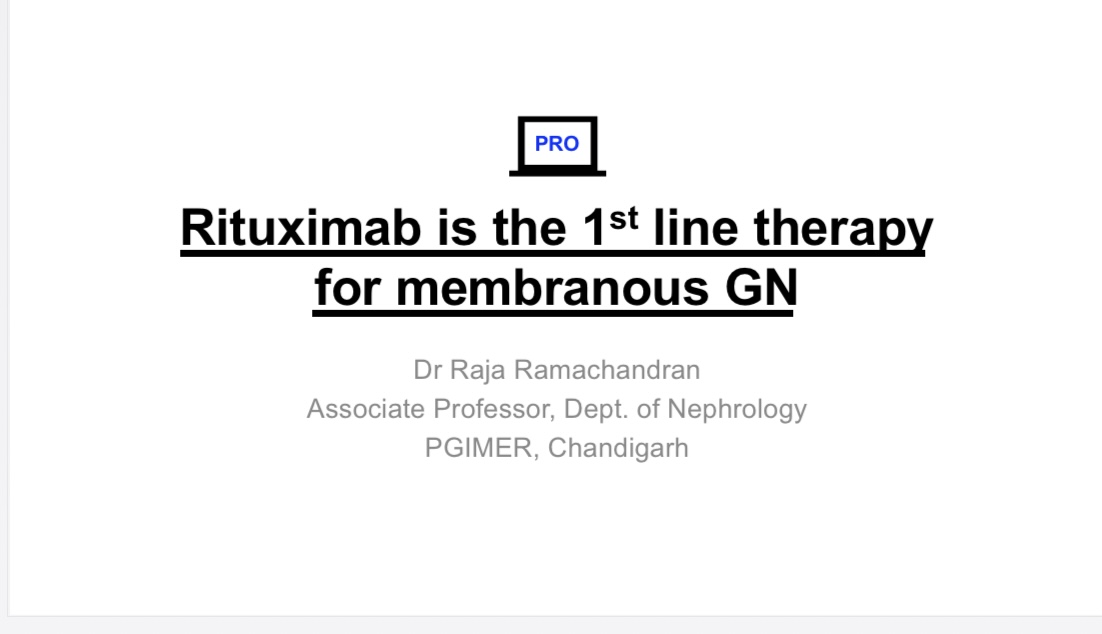 The honourable secretary of the Indian Society of Nephrology assigned me to debate the notion “Rituximab is the 1st line therapy for MN” for ISNCON2022. I thank him for the same. Though would have liked to defend the “CON”! My thoughts on the allotted topic. (Tweet 1)