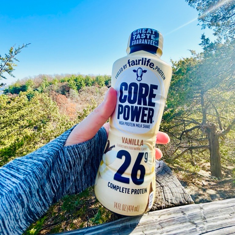 After crushing your hike, you’re going to feel tired. Grab a Core Power to help repelnish, rebuild, and repair.