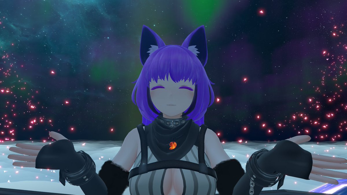 Finally get a picture out! I have found a great avatar thanks to Vket. Love it as well as love these worlds.

First Picture World: Gekkoukan H․ S․ Rooftop 〈Moon ver․〉by Silent

Second and Third Picture World: Astral Bounds by Vectriel
#vrchatphotography #vrchat