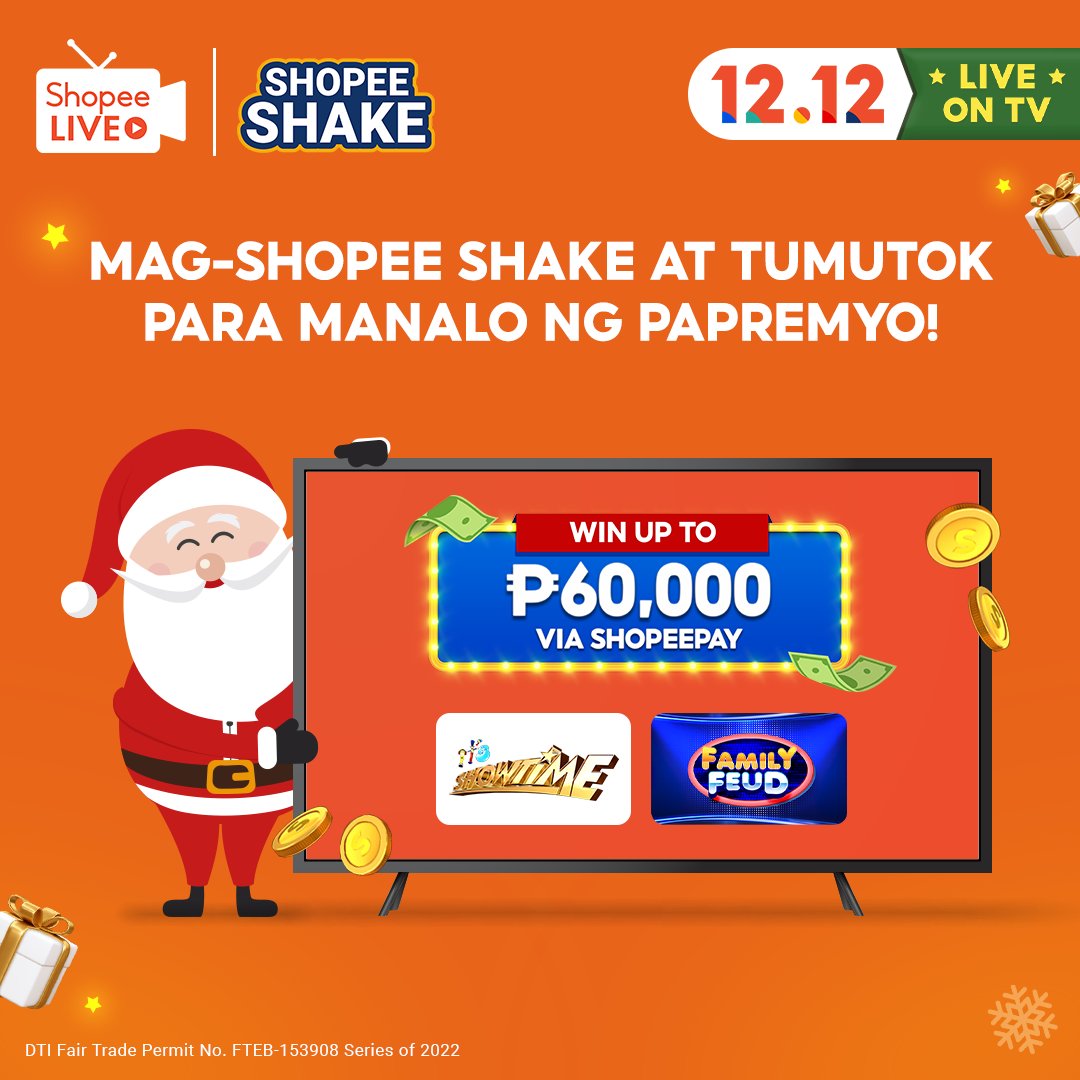 ShopeePH's tweet photo. #ShopeeMegaPamaskoSale is coming to town na may dalang up to ₱60,000 na premyo!

Manood lang at mag-#ShopeeShake para sa chance na manalo 🤩

SALI NA: https://t.co/9thoKn81s4 

DTI Fair Trade Permit No. FTEB-153908 Series of 2022 https://t.co/oVMPA4fWq9