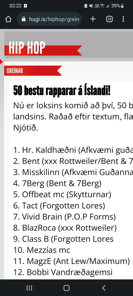 Hugi.is fyrir 20 árum síðan (ennþá gáta hver gerði þennan góða lista)