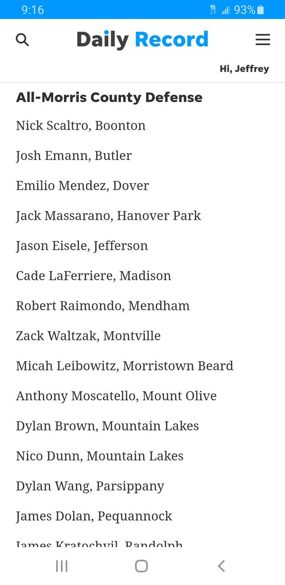 Jaysoneisele (@jaysoneisele) on Twitter photo Honored to be selected 1st team all Morris County on defense.
<a href="/jerryflora1/">jerry flora</a> <a href="/CoachBraine/">Chadd Braine</a> <a href="/DigInMules/">Muhlenberg Football</a> <a href="/CoachJHolmes92/">Josh Holmes</a> @Browncoachweave <a href="/CoachBarese1/">Anthony Barese</a> <a href="/CoachCrandall/">Eric Crandall</a> <a href="/SheptockFrank/">Frank Sheptock</a> <a href="/Coach_Fab/">Mark Fabish</a> <a href="/Coach_Endy/">Jeff Endy</a> <a href="/CoachCGoff/">πππ¬ππ² ππ¨ππ</a> <a href="/coachcobb_/">Ty Cobb</a> <a href="/Coach_Hatch/">Patrick Hatch</a> <a href="/CAY42/">Chris Young</a> <a href="/mccarthy_report/">The McCarthy Report</a> <a href="/Towson_FB/">Towson Football</a> Honored to be selected 1st team all Morris County on defense.
<a href="/jerryflora1/">jerry flora</a> <a href="/CoachBraine/">Chadd Braine</a> <a href="/DigInMules/">Muhlenberg Football</a> <a href="/CoachJHolmes92/">Josh Holmes</a> @Browncoachweave <a href="/CoachBarese1/">Anthony Barese</a> <a href="/CoachCrandall/">Eric Crandall</a> <a href="/SheptockFrank/">Frank Sheptock</a> <a href="/Coach_Fab/">Mark Fabish</a> <a href="/Coach_Endy/">Jeff Endy</a> <a href="/CoachCGoff/">πππ¬ππ² ππ¨ππ</a> <a href="/coachcobb_/">Ty Cobb</a> <a href="/Coach_Hatch/">Patrick Hatch</a> <a href="/CAY42/">Chris Young</a> <a href="/mccarthy_report/">The McCarthy Report</a> <a href="/Towson_FB/">Towson Football</a>