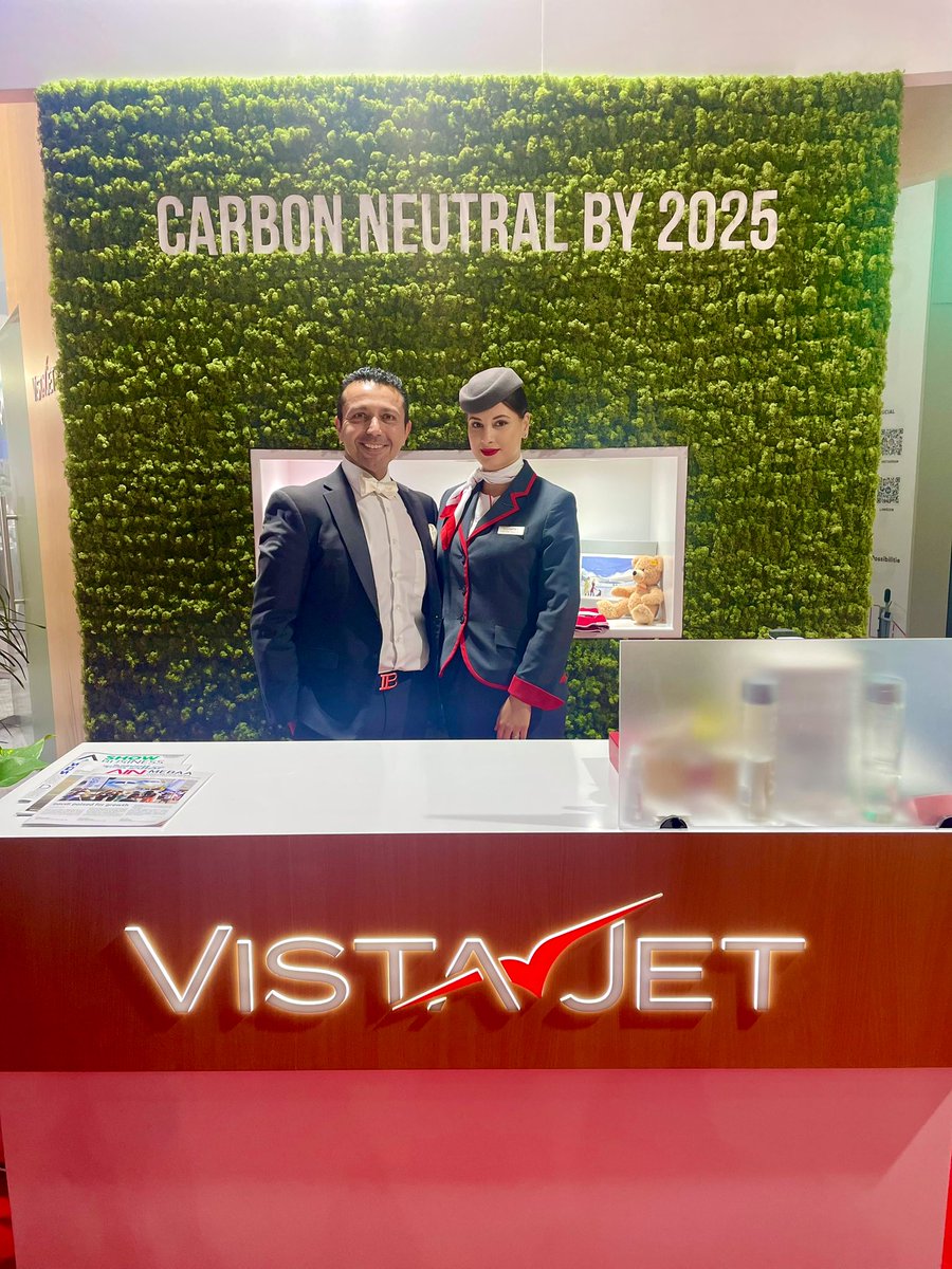 Marhaba from Dubai #vistajet Carbon Neutral by 2025 with @vistajet #SilverWithARedStripe worlds leading private aviation company
