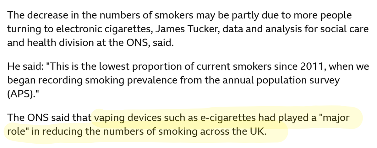We're not speculating when we say that vaping drove this decline in smoking. That message comes straight from the ONS: