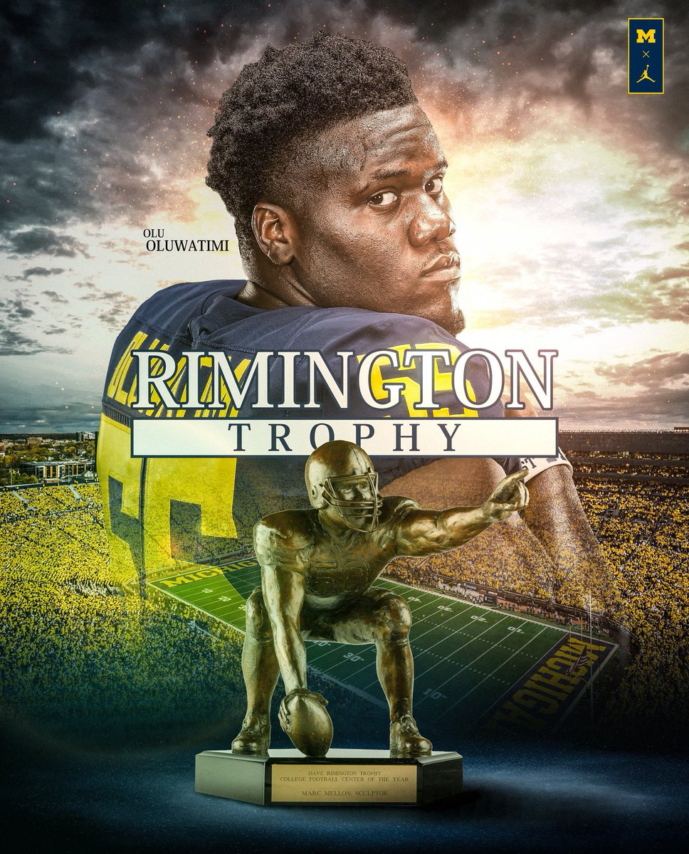 Imkingofdetroit's tweet photo. 🔥🔥CONGRATULATIONS, OLU!!!! Winner of the Outland and Rimmington Trophies 🏆 🏆 #GoBlue 〽️🏈 #Outland #Rimmington https://t.co/cTj4VXLYc9