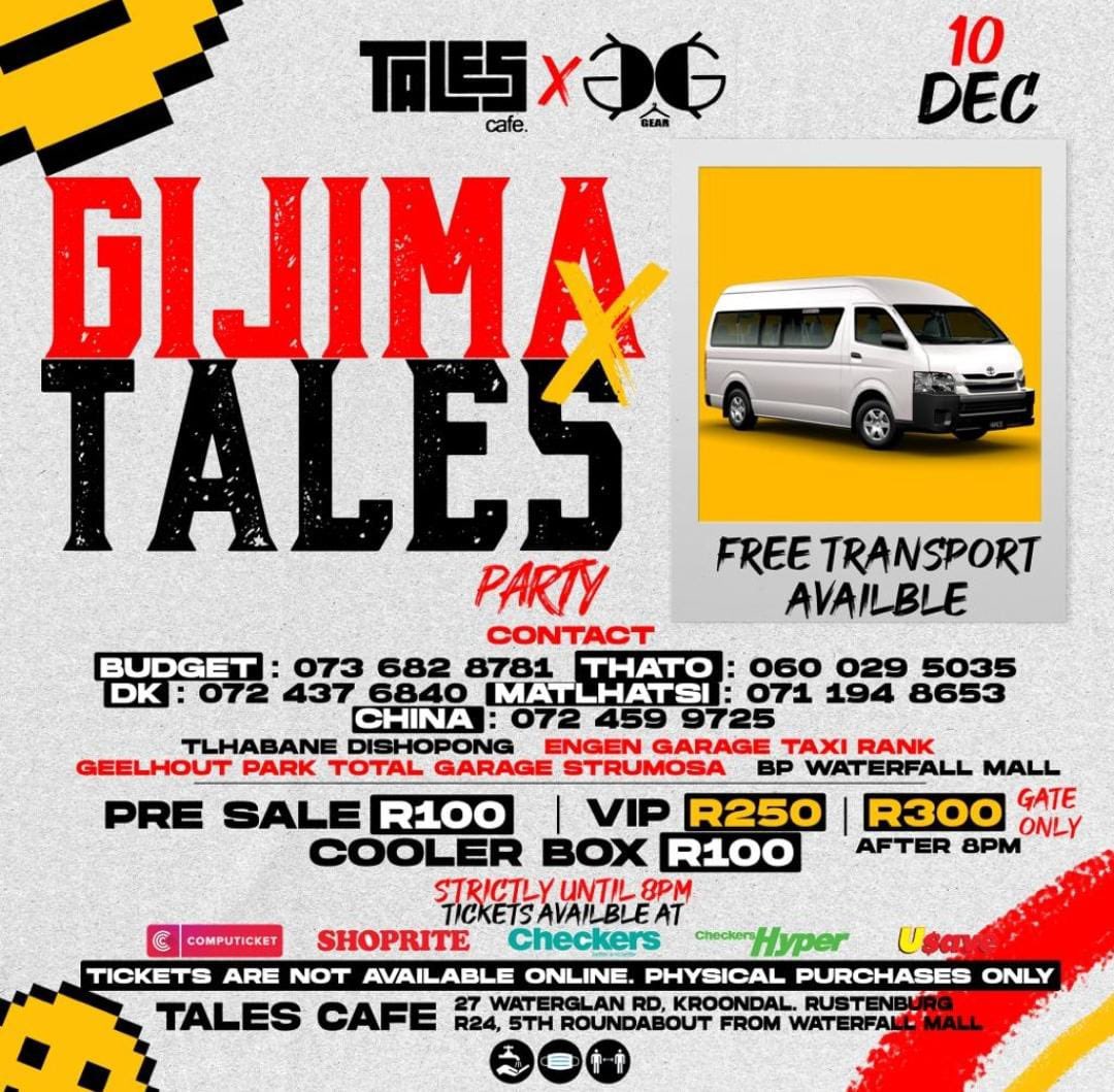 gijima_gear's tweet photo. Gijima❌Tales
Tales Cafe is the place to be tomorrow 

#10Dec2022
#GijimaMovement
#TheOnlyDateThatMatters
#WeAreGijimaXTales https://t.co/LrvYgetJUI