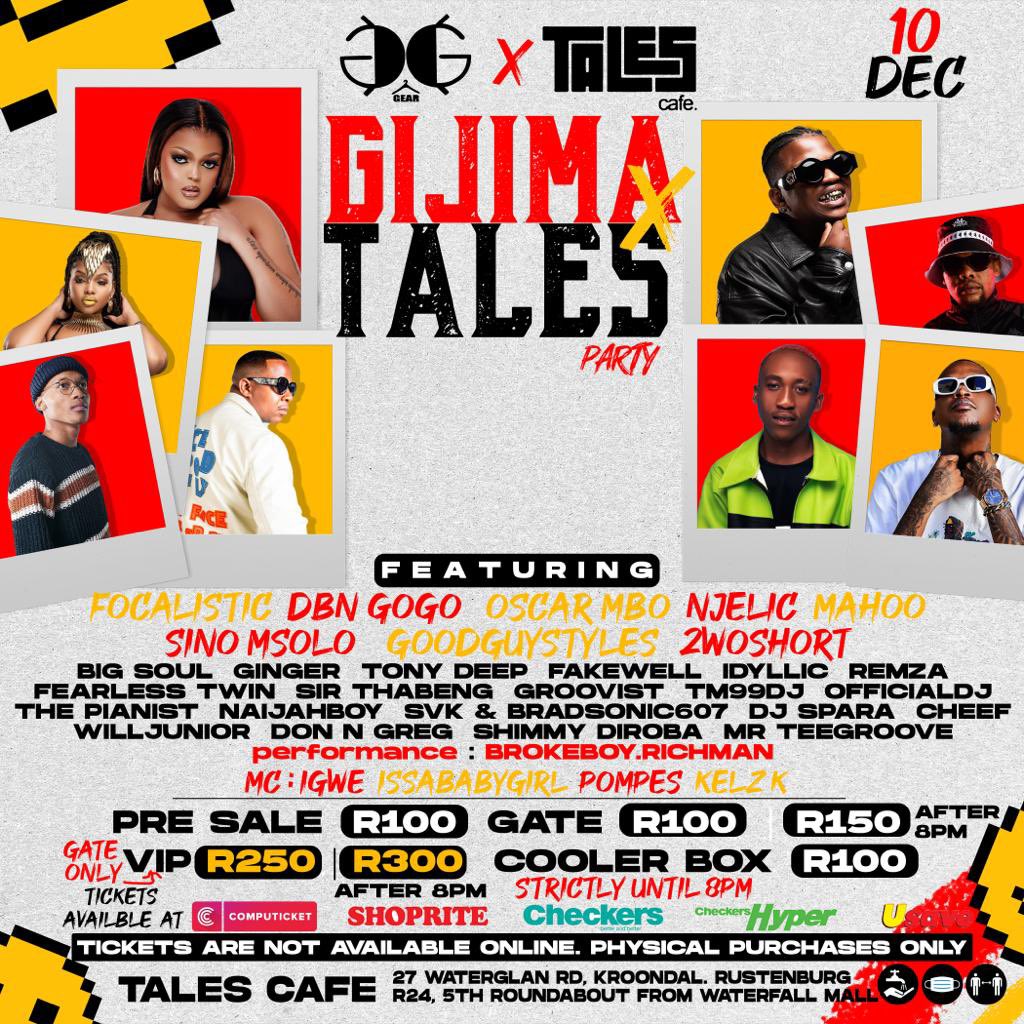 gijima_gear's tweet photo. Gijima❌Tales
Tales Cafe is the place to be tomorrow 

#10Dec2022
#GijimaMovement
#TheOnlyDateThatMatters
#WeAreGijimaXTales https://t.co/LrvYgetJUI