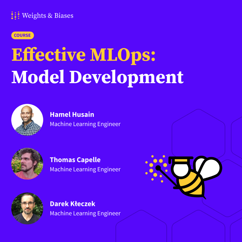 wandb's tweet photo. ✅ Check out our new FREE #MLOps course 🎓 and learn how to deploy, manage and optimize #machinelearning models in production!