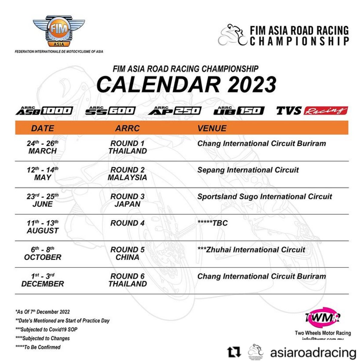 HADRwithSHOWA's tweet photo. Lock your schedule now!!!😎👍🏻
MORE EXCITING NEWS TO COME IN 2023. WAIT FOR IT!

#ARRC #AsiaPower
#showasuspension #poweredbymotul #showadenki #cbr1000rrr #hrc #hondaracingcorporation 
#hondaasiadreamracing 
#hondaasiadreamracingwithshowa 
#🇮🇩🇮🇳🇻🇳🇹🇭🇵🇭🇲🇾🇦🇺🇯🇵 https://t.co/ZXTo2GYn2u