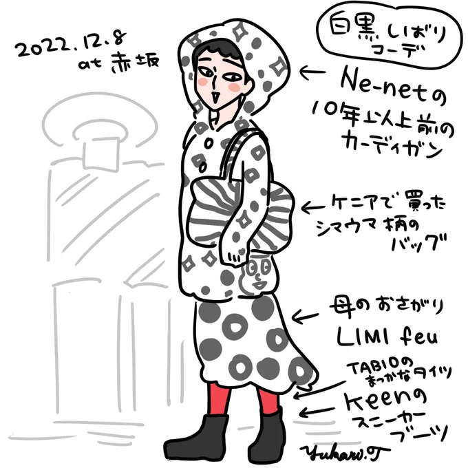 おじさんに「珍しいカッコ…」とつぶやかれた昨日はこんな服でした。

ファッションイラストって初めて描いたんだけど楽しいな。どこかで連載したいな💖ご依頼お待ちしてます! https://t.co/xdRX5JMBG5 