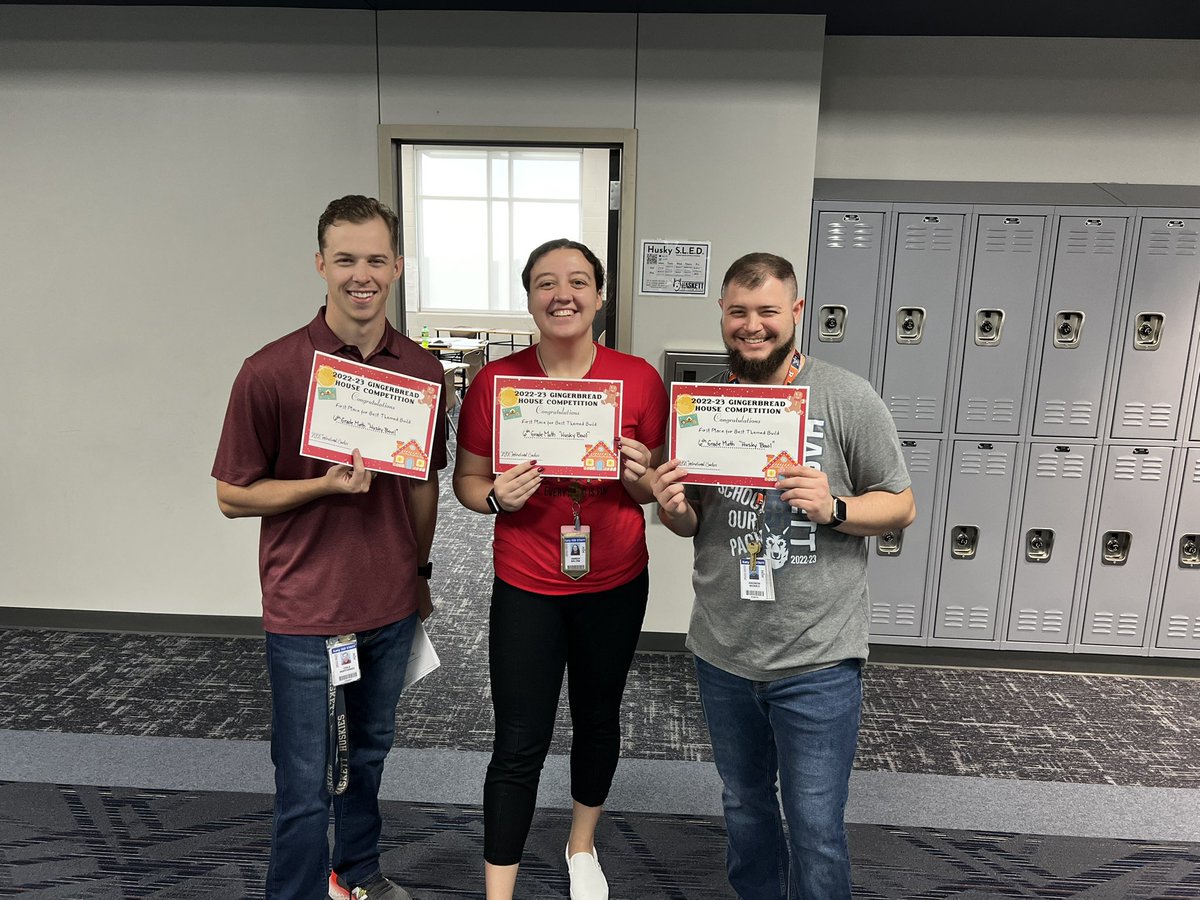 jenniferholda's tweet photo. HJH ICs delivered prizes for the gingerbread house contest.  Most Creative(Merry ChrisMath), Best Theme(Husky Stadium), and Best Overall(The Minions Lair). Congrats to all teams!  What a fun event! #WeAreHaskett @HaskettJH @PrincipalPaz @e_eckford @ScienceMoline https://t.co/IjYc9q0KAu