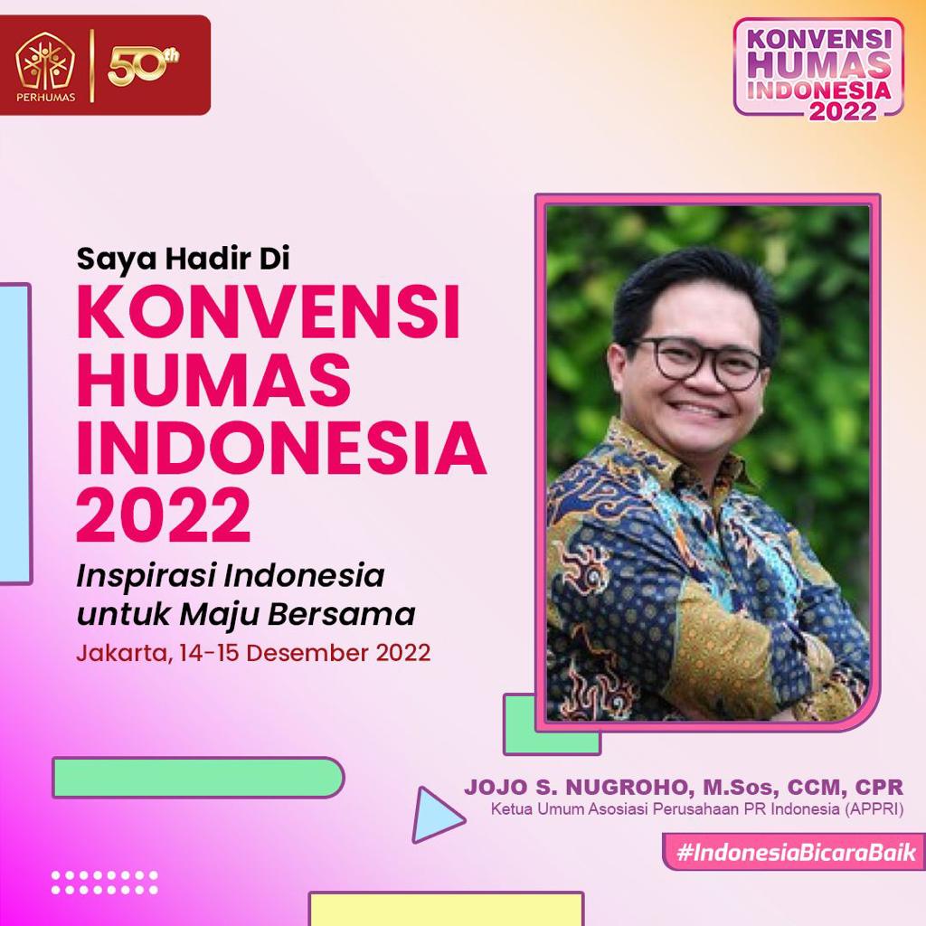 #KonvensiHumasIndonesia 2022 hadir mengusung tema Inspirasi Indonesia untuk Maju Bersama. Dalam momen spesial #50TahunPERHUMAS, kali ini kegiatan berlangsung secara hybrid.

DAFTAR SEKARANG:
bit.ly/KonvensiHumasI…
*Paling lambat Selasa, 13 Desember 2022

#IndonesiaBicaraBaik