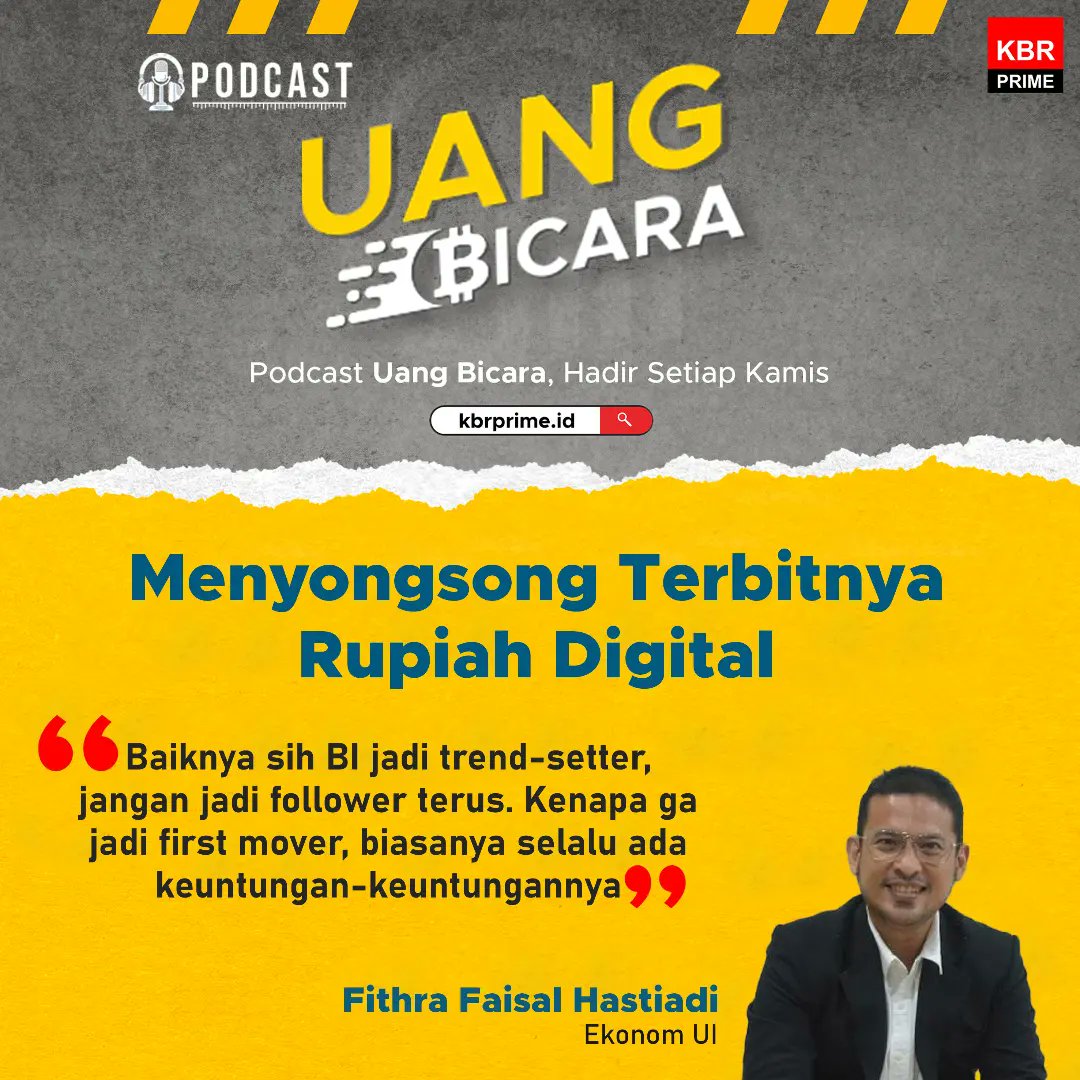 beritaKBR's tweet photo. '@Bank_Indonesia terlihat makin serius nih garap rupiah digital. 

Kira-kira bentuknya bakal kayak apa sih? Bedanya sama yang produk digital lain apa dong?

Kita gali yuk jawabannya di #UangBicara bersama @cfds_ugm 

https://t.co/BlZK2FuWZX

#PodcastIndonesia #RupiahDigital https://t.co/WLpbd6zNjx