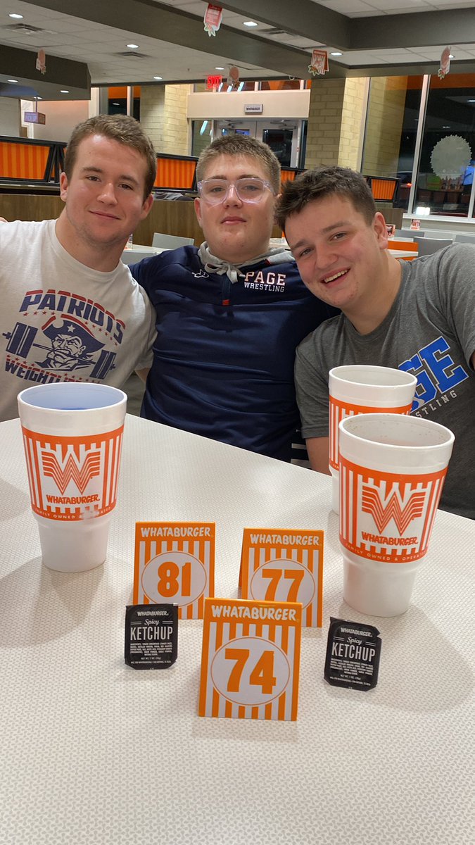 Hitting up the Whataburger after our matches tonight. 
Perfect victory meals!

Page 53
White House 27

Page 45
Station Camp 20

<a href="/wcsPHSathletics/">Page High Athletics</a> <a href="/PHSBooster/">PHS Booster Club</a> <a href="/wcsCOAthletics/">WCSsportsConference</a> <a href="/cspulliam/">Charles Pulliam</a> <a href="/Whataburger/">Whataburger®</a>