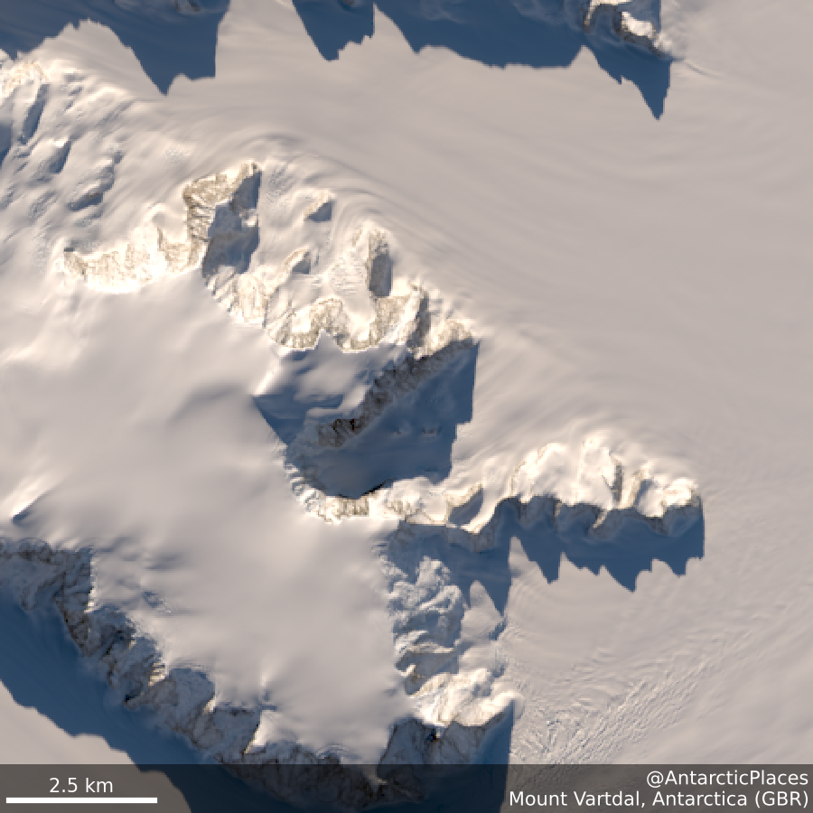 AntarcticPlaces's tweet photo. 🏔Mount Vartdal 67s 64ᴡ
rising to c.1600 m N of Karpf Point, Mill Inlet, Foyn Coast, was photographed from the air by RARE and surveyed from the ground by FIDS from "Hope Bay" in 1947; in association with the names of Antarct⋯
💾https://t.co/GvIN5LW7zp
🛰https://t.co/hEDkM41srM https://t.co/QxhW9y58bX