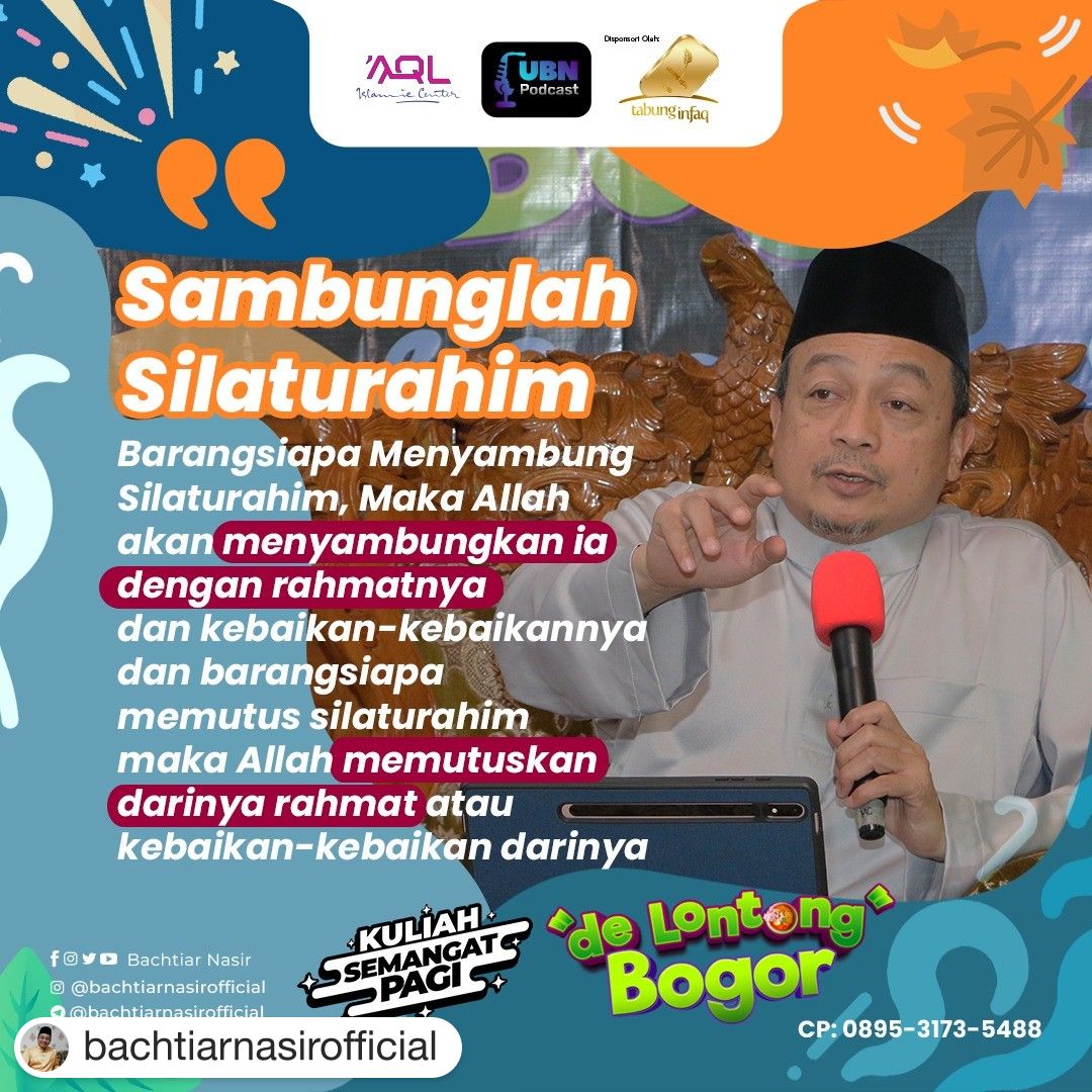 AQLIslamiCenter's tweet photo. #Repost @bachtiarnasirofficial with @get.repost
・・・
📍 UBN QUOTE SPESIAL DE LONTONG 

📎 Sambunglah Silaturahim

Barangsiapa Menyambung Silaturahim, Maka Allah akan menyambungkan ia dengan rahmatnya dan kebaikan-kebaikannya dan barangsiapa memutus silaturahim

#ubnquotes https://t.co/sFsv1kOLhY