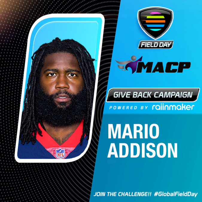 Support 🏈 Mario Addison's charity, MACP, in this season of giving by donating: cutt.ly/0MbxSzZ

Spread awareness about Mario's #GlobalFieldDay campaign by sharing with your social media via @RaiinmakerApp. Download HERE👉raiinmaker.com⁠

@hit_stiq4 
#NFL