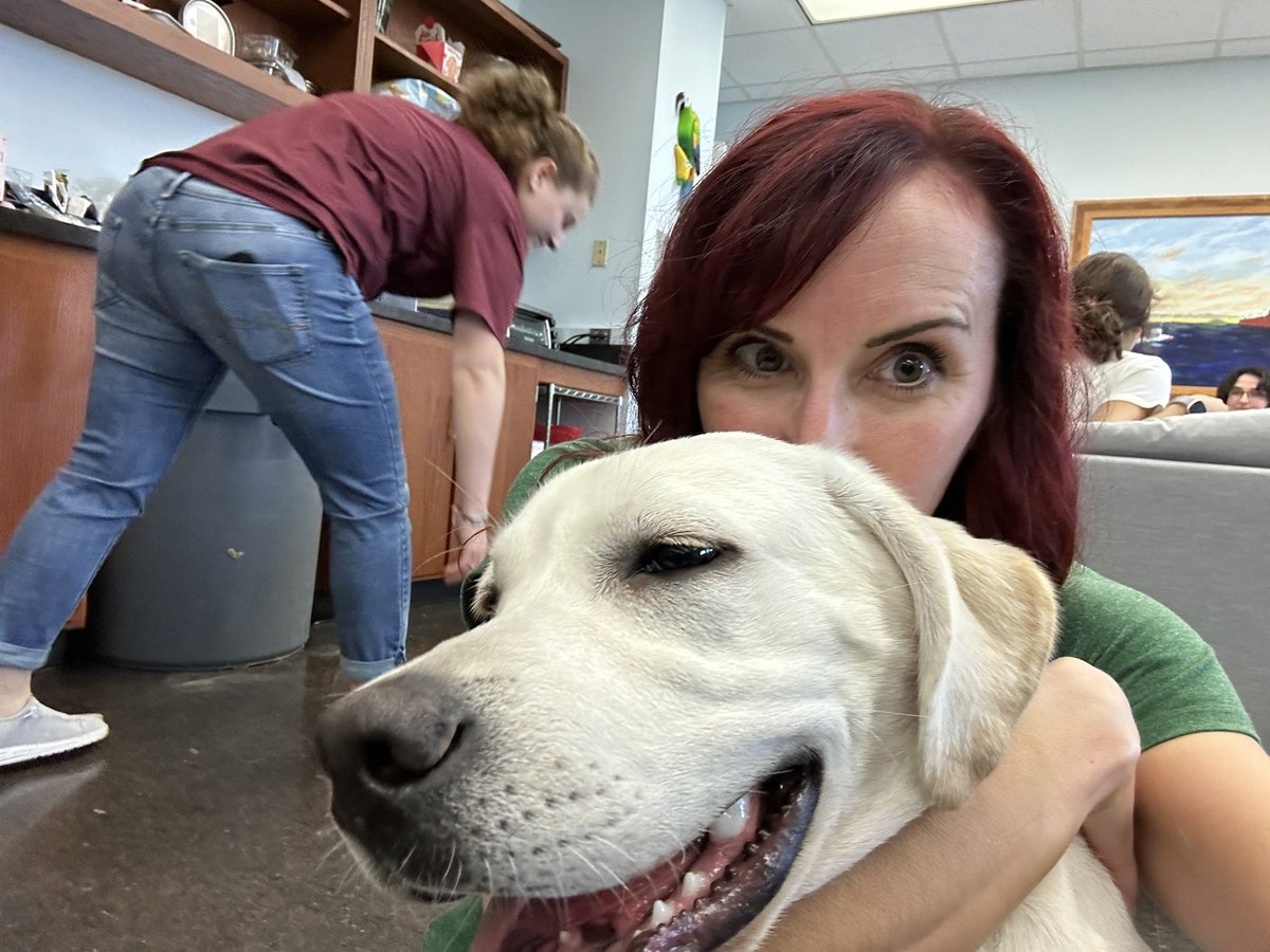 ChrissyWieder's tweet photo. It’s our favorite time of year in the #Wiederlab! Thanks to @PatriotPawsTAMU for a great pre exam destress! https://t.co/Ye85VHbq2f