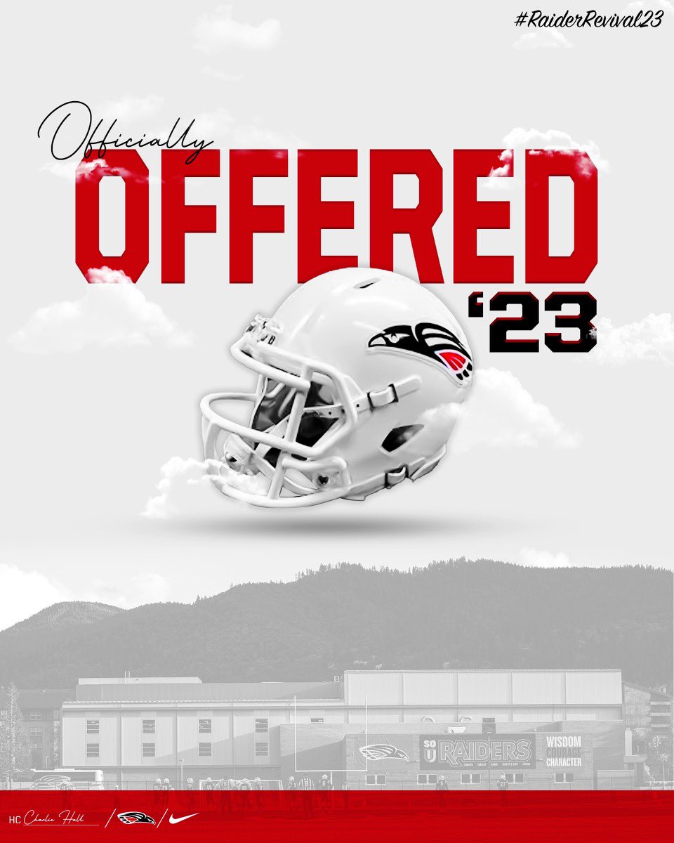 After a conversation with @CoachDGage I’m happy to say that I have received an offer from Southern Oregon!! @BrandonHuffman @JordanJ_ @jon_eagle @Qkid2630 @WL_LionRecruits @AndrewNemec