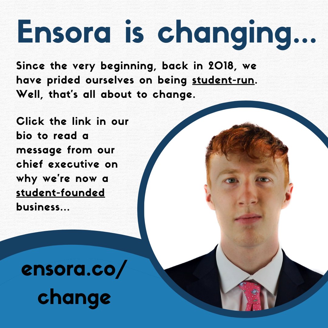 Ensora is changing... Read the link in our bio for more information.

#student #ensora #studentfounded #studentrun #change #progress #forwardmoving
