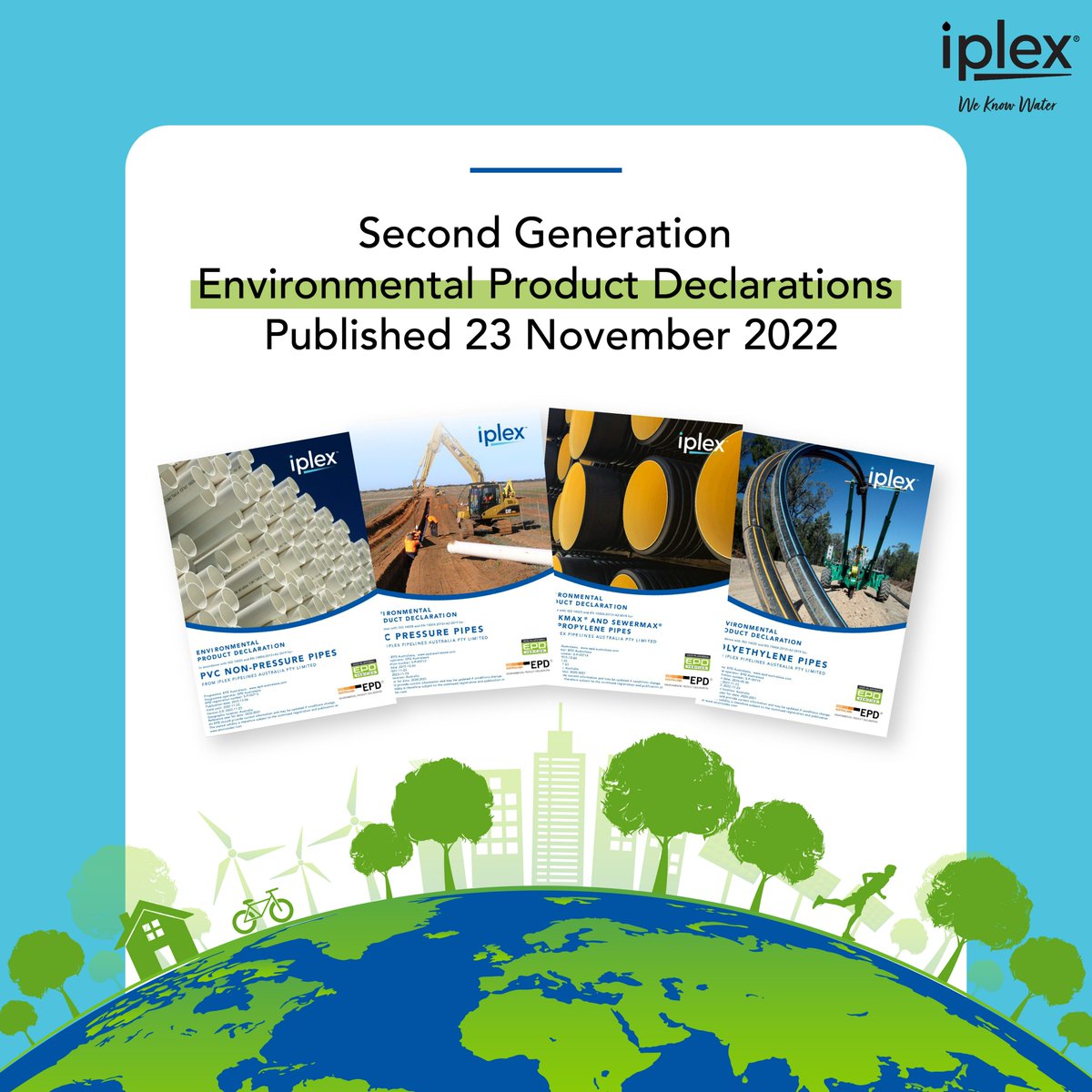 IplexAustralia's tweet photo. #Iplex's 2nd gen #EPDs were officially published on 23 Nov! 

It is an important milestone for Iplex as #sustainability is at the core of what we do. We care about our customers &amp; the effects our products &amp; processes have on the environment. 

@EPDAustralasia https://t.co/yCdyvjpBqV