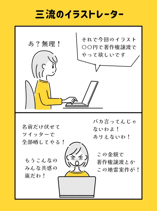 一流、二流、三流イラストレーターの著作権対応。 