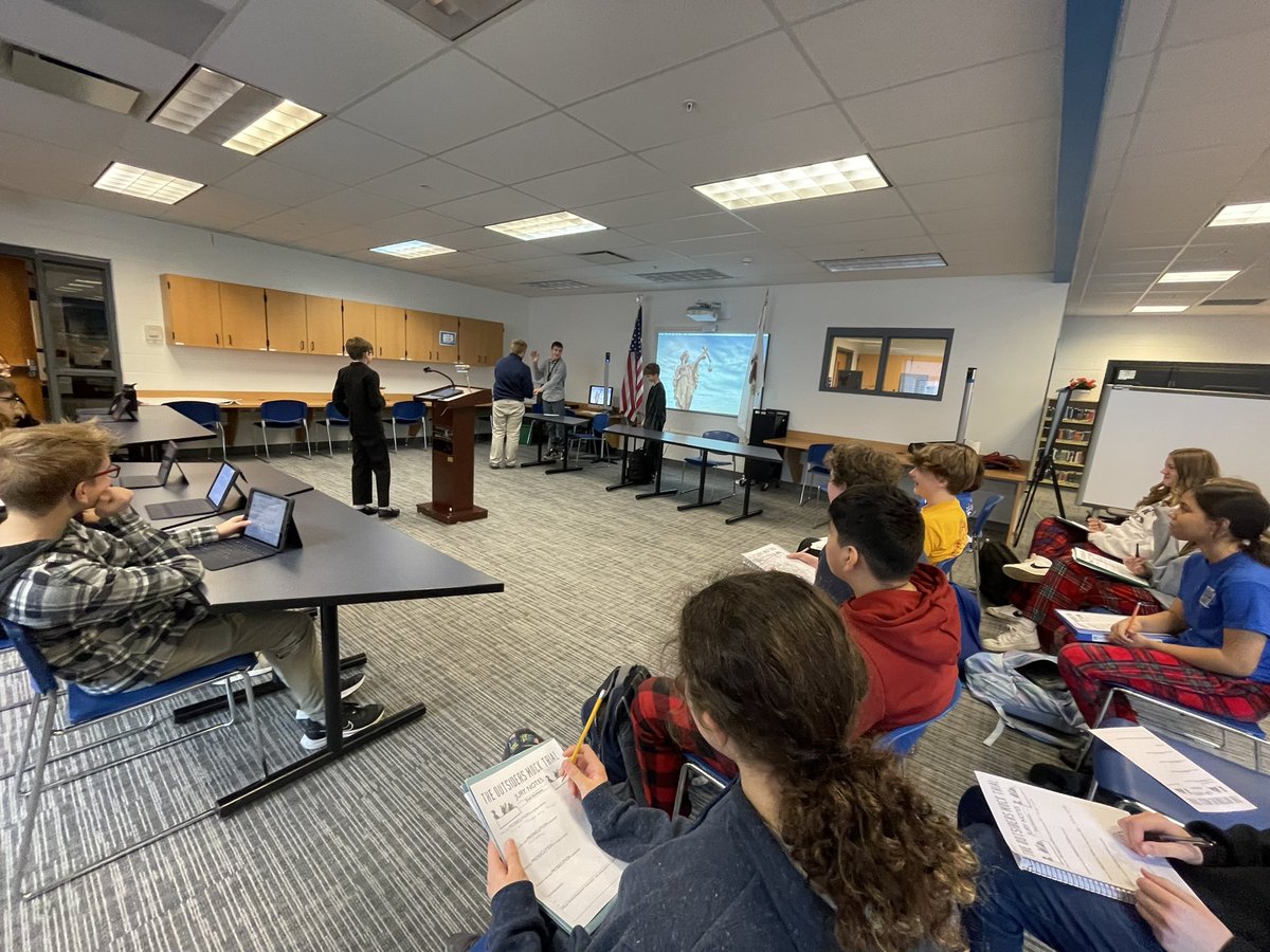 Mock Trial in 8th grade ELA this morning with Greasers, Socs, a jury and a judge! #d24Inspires #outsiders #mocktrial thanks <a href="/nenerz17/">Janene Olandese</a> and <a href="/MissMcNeillELA/">Katherine McNeill</a> for creating the experience for Cougars!