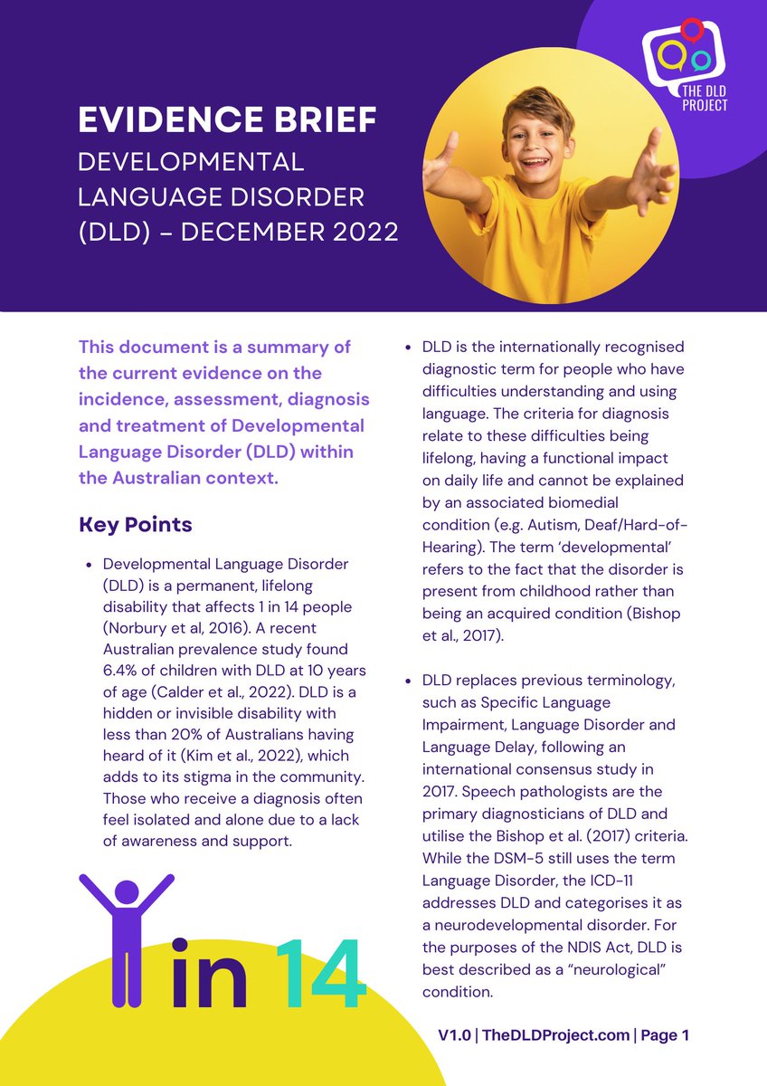 NEW Australian #devlangdis Evidence Brief | We've created this resource to support families and clinicians with #NDIS applications. Access it here: thedldproject.com/developmental-…