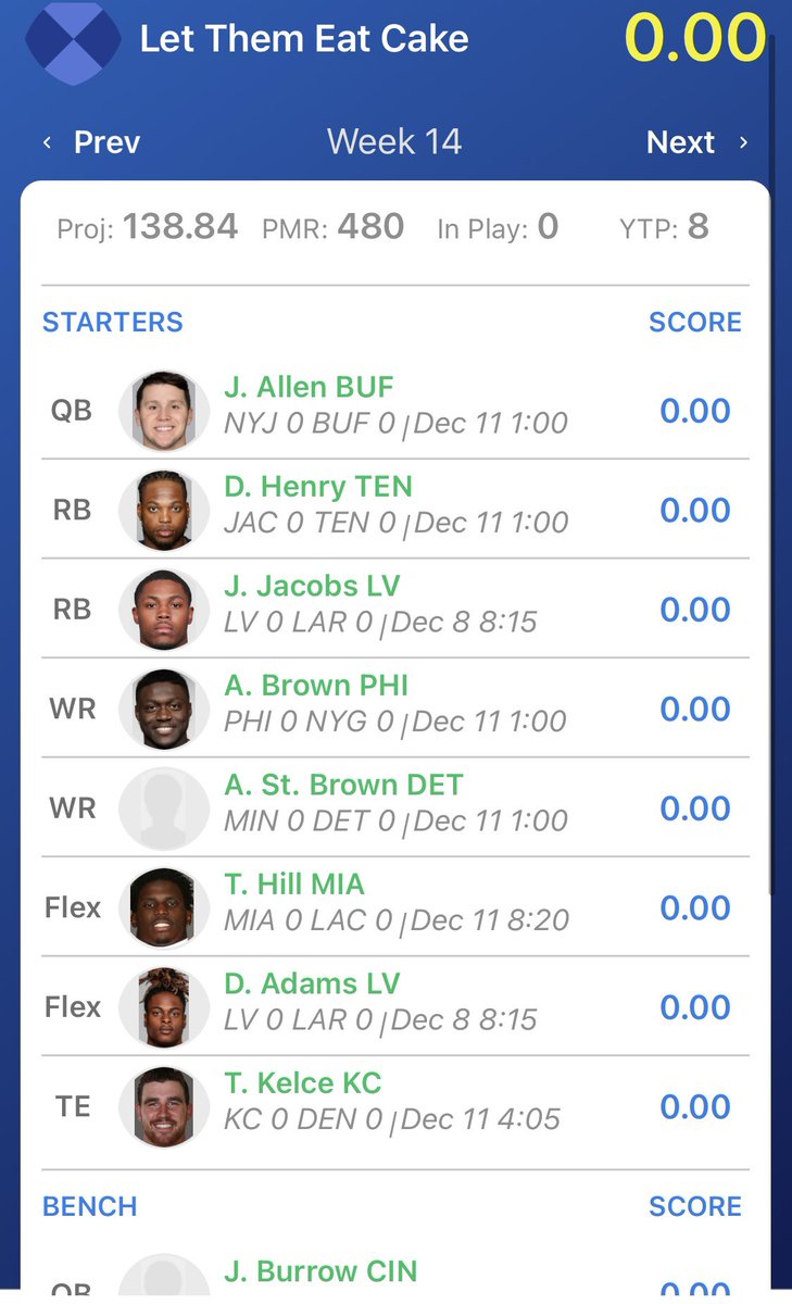 WilliamFonda's tweet photo. Guillotine league championship game this week. Lots of number ones vs number twos.

Who wins? No Punt Intended or Let Them Eat Cake?
#fantasy #guillotineleague @GLchop https://t.co/sYGC1bnmtG
