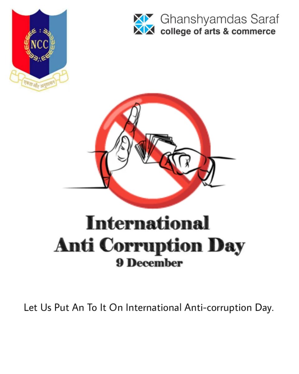 gs_ncc's tweet photo. Let's strive to be the one who helps build a better society.💰💰

#InternationalAntiCorruptionDay2022 

@HQ_DG_NCC 
@ncc_dte 
@mumbai_group 
@DefPROMumbai https://t.co/GkfpaFjW78