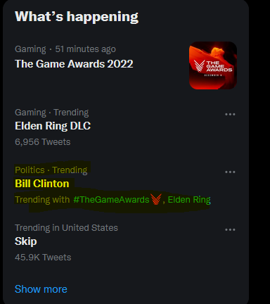 Pizzabash's tweet photo. You know if this being trending doesn't sum up the collective fever dream we all had I don't know what will. https://t.co/b2Gr9V15Yr