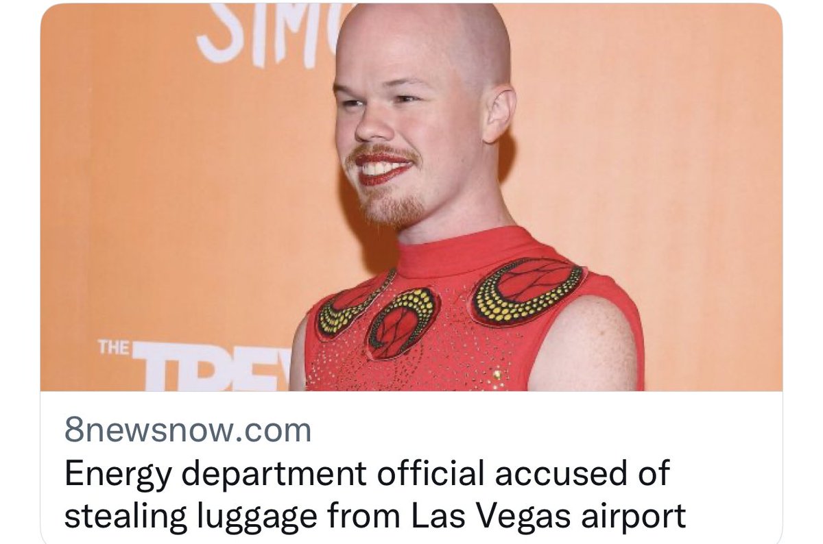atensnut's tweet photo. Holy Shit! There is a felony warrant out for Sam Brinton for yet another luggage theft…. This time in Las Vegas while he was on leave for stealing luggage in Minneapolis. https://t.co/sjk7YWrCC8