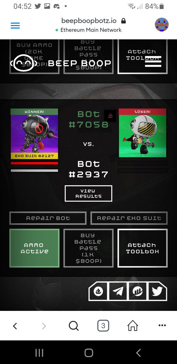 beepcuriousNFT's tweet photo. @IZADI sorry Sweetie , I had to protect my baby botz. Second win for #ErnieBotz .... This Mama is protecting her botz as best she can β€π€π₯
#SaveFredandErniebotz
@BeepBoopBotz
#BeepBoop
#BeepBoopBattle
#BeepBoopArmy
#P2E
@AliceBeeps
@Jarvisboops https://t.co/J3foInaRVD