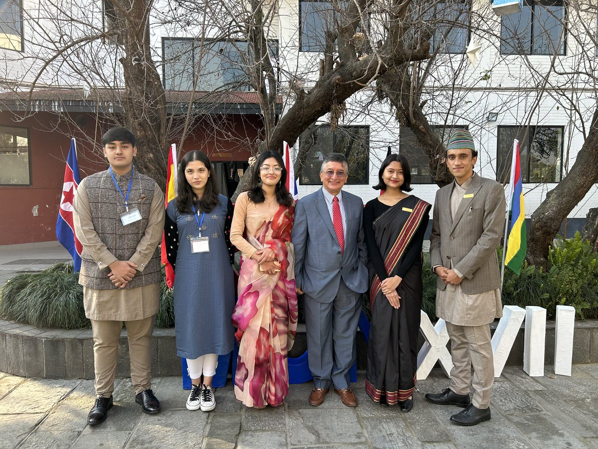 BishowParajuli's tweet photo. Delighted to be @ vibrant RBS campus.Addressed #RBSMUN delegates, faculty,students, sharing experiences across continents & concerns of war,climate crisis,failure 2 achieve SDGs, other challenges & UN partnership on food security,peace,governance, dev.& humanitarian responses. https://t.co/nhtAyLelGw