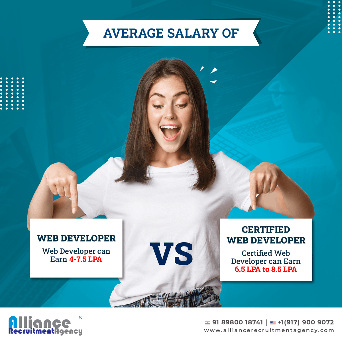 career_alliance's tweet photo. How much does a Web Developer make compared to a Certified Developer?
Visit https://t.co/jbgBP1M8ao to find out more
#certifieddeveloper #certifieddevelopers #webdeveloper #webdevelopers #webdeveloperjobs #php #java #Magento #courses #courses2022 #webdevelopmentcourse https://t.co/uV8i9uFKYa