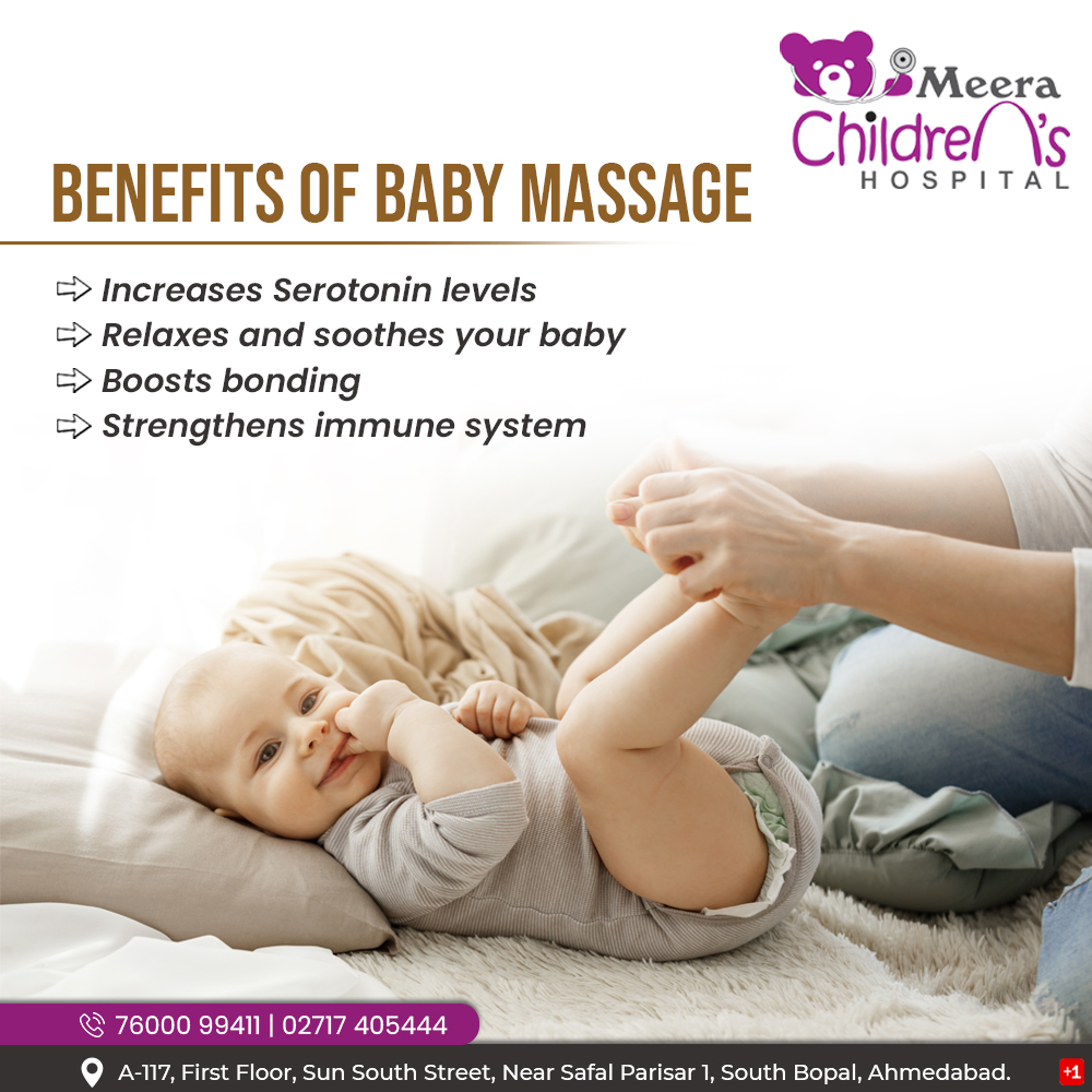 meerachildren's tweet photo. BENEFITS OF BABY MASSAGE
#babymassage #benefitsofbabymassage #babayimmunesystem #meerachildren #eatingchallenge #childrendoctor #childfever #pediatrics #Vaccination #SouthBopal #Bopal #Ghuma #AppleWood #ChildDevelopment #ChildrenDoctor #Ahmedabad #MeeraChildren https://t.co/cDgx05tqTW